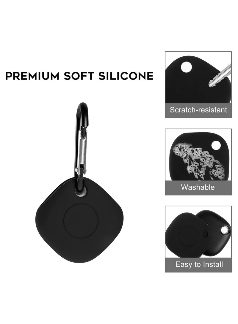 2 Pcs Silicone Case Compatible for Samsung Galaxy SmartTag with Keychain, Anti-Scratch Lightweight Soft Protective Sleeve Skin Cover for Galaxy SmartTag, Navy and Black - Image 4