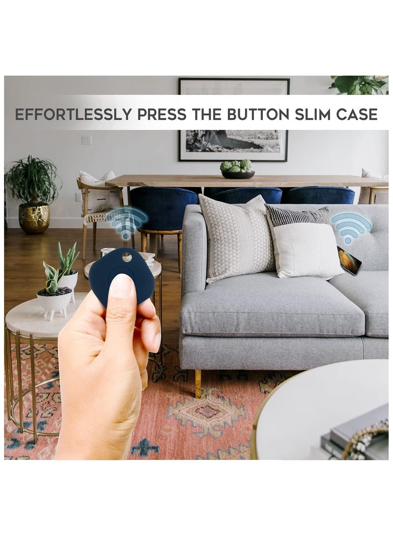 2 Pcs Silicone Case Compatible for Samsung Galaxy SmartTag with Keychain, Anti-Scratch Lightweight Soft Protective Sleeve Skin Cover for Galaxy SmartTag, Navy and Black - Image 5