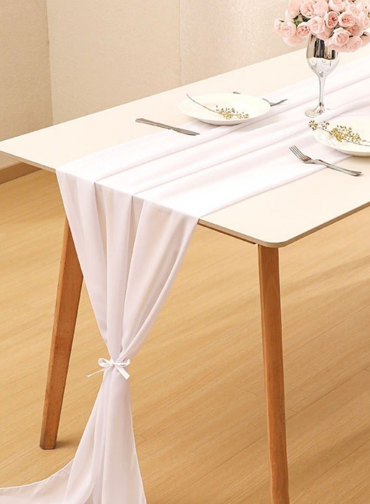 بيوينتي مفرش طاولة شيفون 300×70 سم، علم طاولة من التول، مفرش طاولة كلاسيكي أنيق، ديكور حفلات الزفاف، ديكور طاولة شفاف ريفي بوهو، مفرش طاولة ريفي، مفرش طاولة طويل من الرمل لحفلات الزفاف وحفلات استقبال العروس