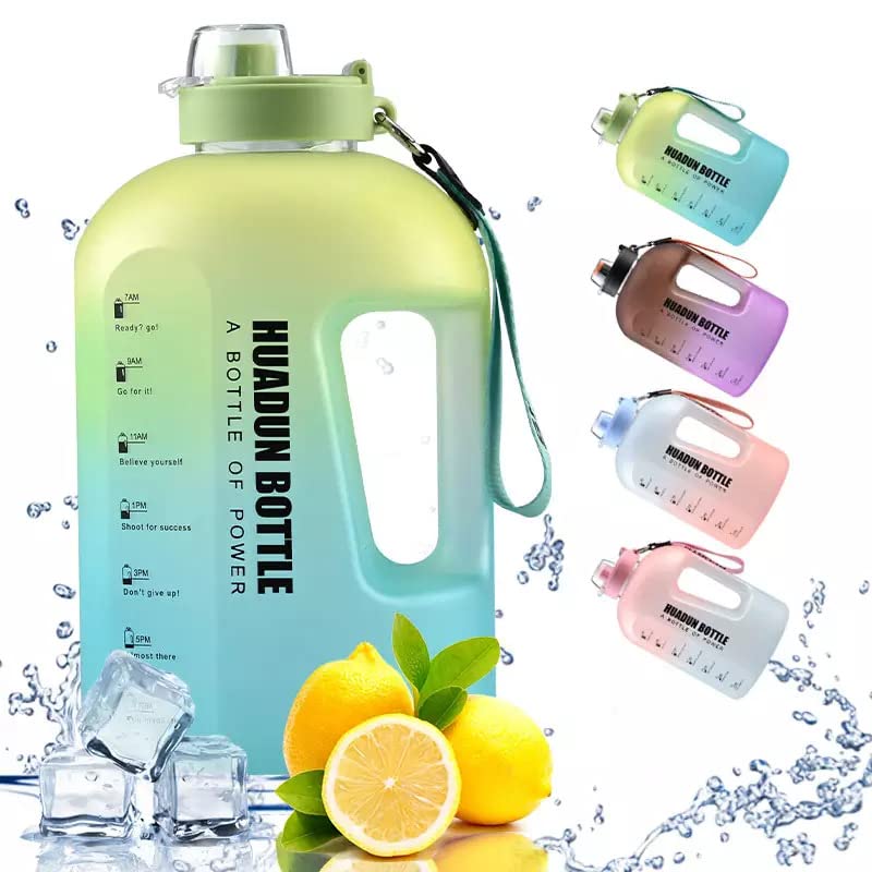 LOOKMINT Motivational Large Water Bottle Sports 22L Water Bottle for Hydration Time Marker Leak Proof Durable BPA Free Drinking Jug For Home Gym Office Workout Camping Green - Image 1