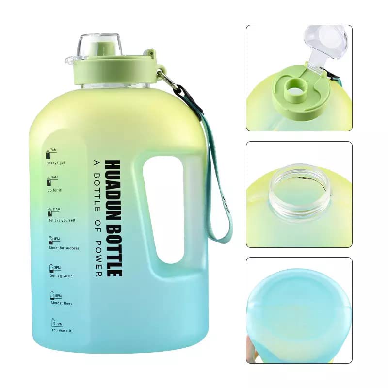 LOOKMINT Motivational Large Water Bottle Sports 22L Water Bottle for Hydration Time Marker Leak Proof Durable BPA Free Drinking Jug For Home Gym Office Workout Camping Green - Image 3