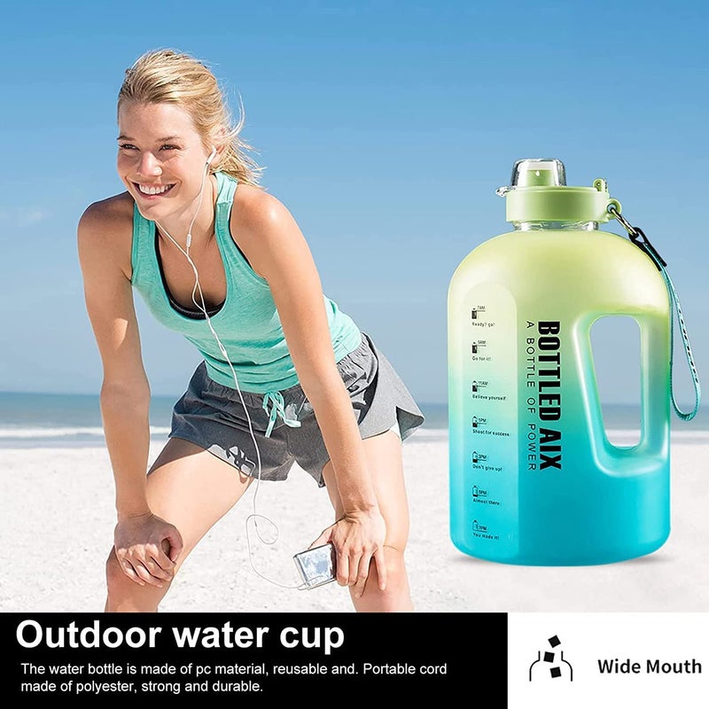 LOOKMINT Motivational Large Water Bottle Sports 22L Water Bottle for Hydration Time Marker Leak Proof Durable BPA Free Drinking Jug For Home Gym Office Workout Camping Green - Image 4