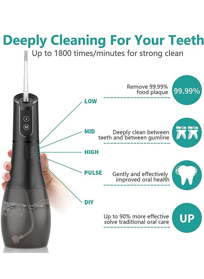 Sharpdo Cordless Water Flosser for Teeth Cleaning, 5 Modes Water Dental Flosser Portable Rechargeable Oral Irrigator Water Teeth Cleaner with 6 Replacement Tips Waterproof Flossers Water for Teeth Cleaning - Image 2