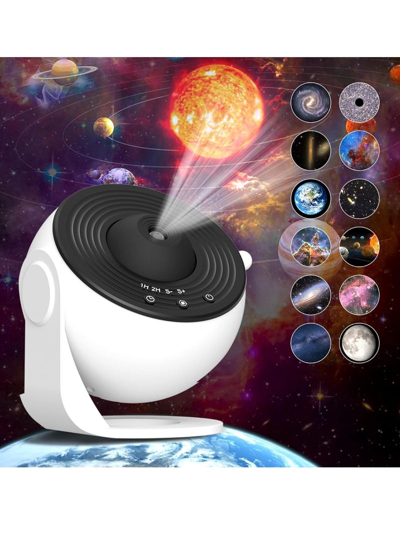 DUSALA 12-In-1 Galaxy Projector For Bedroom Star Projector Galaxy Light Adjustable Knob 12 Film Discs Planetarium Projector For Kids And Adults 360° Rotating Galaxy Projector Night Light Table Lamp Bedside Lamp - Image 1