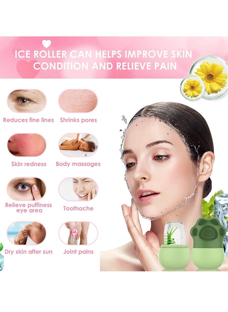 Captaintech Silicone Ice Facial Rollers For Face and Eyes Puffiness Relief with Soft Cleaning Brush - Image 4