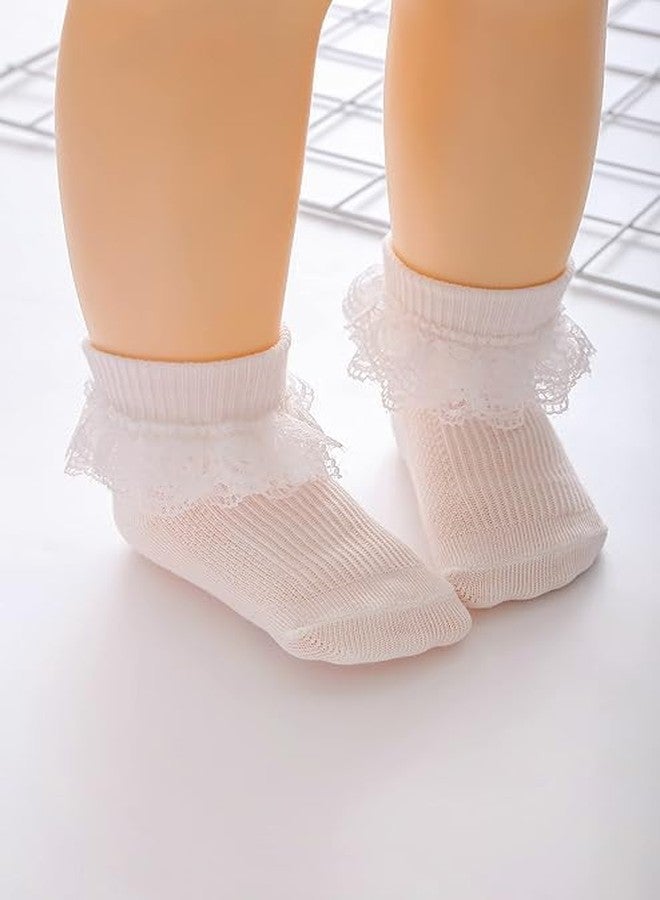 CUTEABLY Baby Girls Lace Ruffle Ankle Socks, Cotton Mesh Frilly, 3 Pack, Multiple Colours (IN, Age, 6 Months, 12 Months, 3, Multicolour) - Image 5