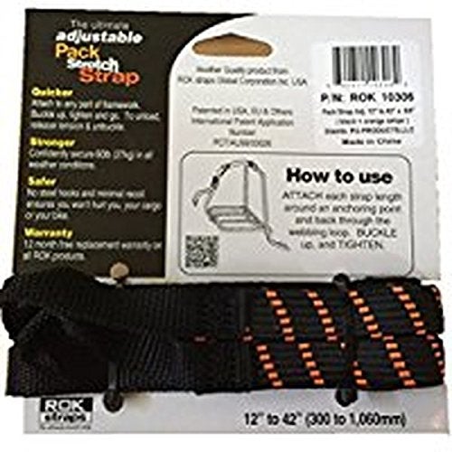 ROK Straps ROK-10306 Black/Orange 12" - 42" Pack Adjustable Stretch Strap - Image 2