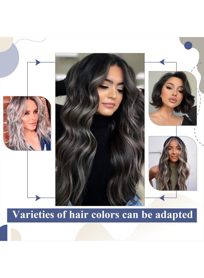 LaaVoo Ombre Human Hair Tape in Extensions Natural Black to Grey Silver with Black 16 Inch Balayage Tape in Remy Human Hair Extensions for Black Women Salon Quality Straight Hair 20pcs 50grams - Image 5