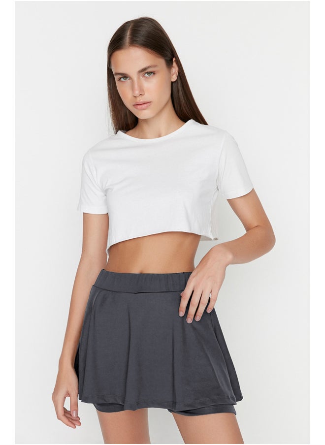 trendyol Anthracite 2 Layer Tennis Knitted Sports Shorts Skirt With Shorts TWOSS22SR00067  - Image 2