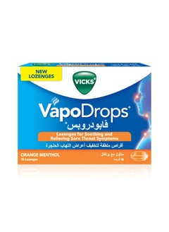 Vicks Orange Menthol Cough and Throat Lozenges 