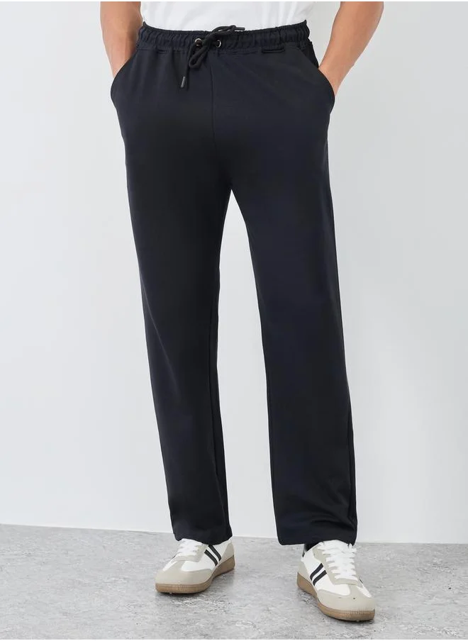 ستايلي Styli Pack of 2 - Solid Straight Open Hem Terry Joggers