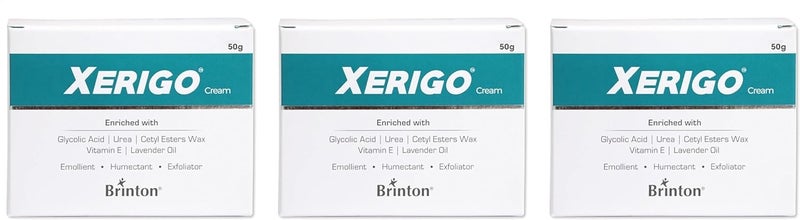 Brinton Brinton Xerigo Intense Skin Moisturizing Cream with Exfoliating Ingredients for Cracked Feet Elbow Knees Prevents Moisture Loss 50g x Pack of 3 - Image 1