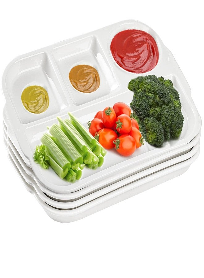 TOPZEA 4 Pack Divided Dinner Trays, Ceramic Serving Platter Dinner Plates with 4 Compartments Partition Fast Food Lunch Tray for Portion Control, Fondue Plates with Vinegar Sauce Dish - Image 1