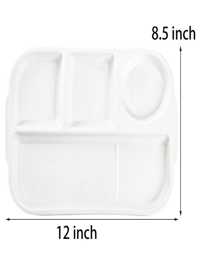 TOPZEA 4 Pack Divided Dinner Trays, Ceramic Serving Platter Dinner Plates with 4 Compartments Partition Fast Food Lunch Tray for Portion Control, Fondue Plates with Vinegar Sauce Dish - Image 2
