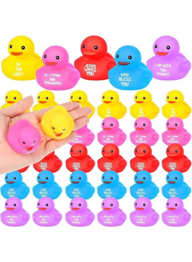 Deekin 30 Pcs Bible Verse Rubber Duck Jesus Loves Ducks 2.17 Inch Small Bath Toys for Church Events Religious Supplies Christian Party Favors Baskets Fillers Reward - Image 1