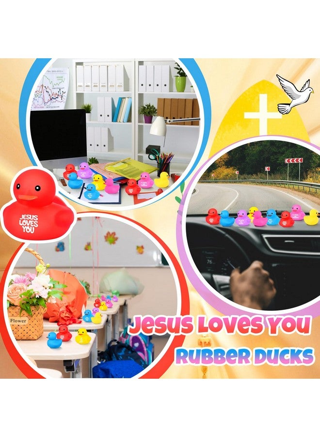 Deekin 30 Pcs Bible Verse Rubber Duck Jesus Loves Ducks 2.17 Inch Small Bath Toys for Church Events Religious Supplies Christian Party Favors Baskets Fillers Reward - Image 3