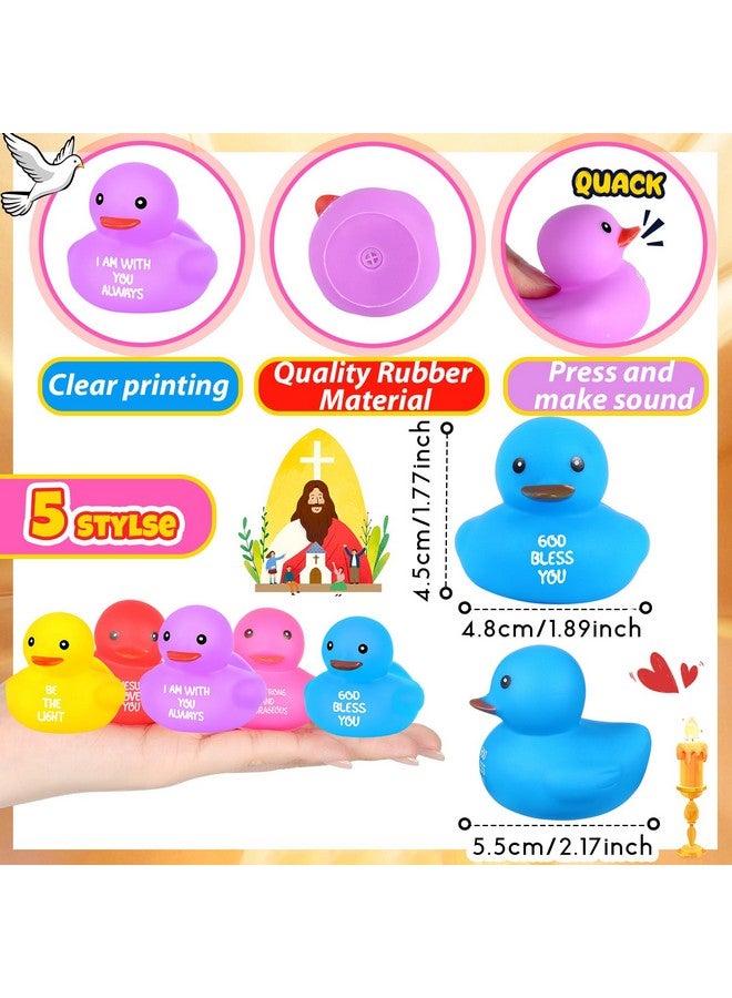 Deekin 30 Pcs Bible Verse Rubber Duck Jesus Loves Ducks 2.17 Inch Small Bath Toys for Church Events Religious Supplies Christian Party Favors Baskets Fillers Reward - Image 2