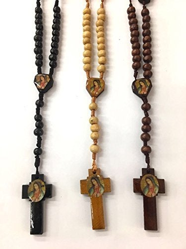 CLGIFT Bulk Lot Set of 12 Black/Brown Wood Beads Lady of Guadalupe/Lady of Guadalupe Rosary/Religious Favor/Baptism Favor/Memorial Rosary with Gift Bags - Image 4