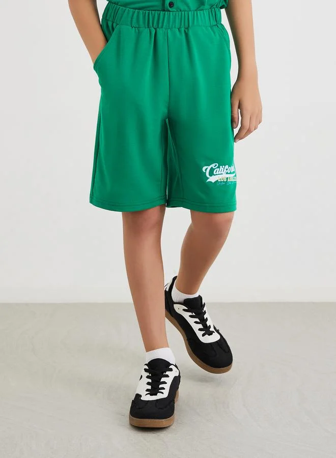 Styli Styli Boys Green Graphic Print T-Shirt and Shorts Set