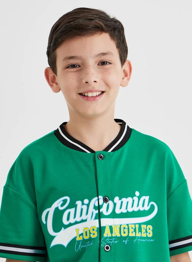 Styli Styli Boys Green Graphic Print T-Shirt and Shorts Set