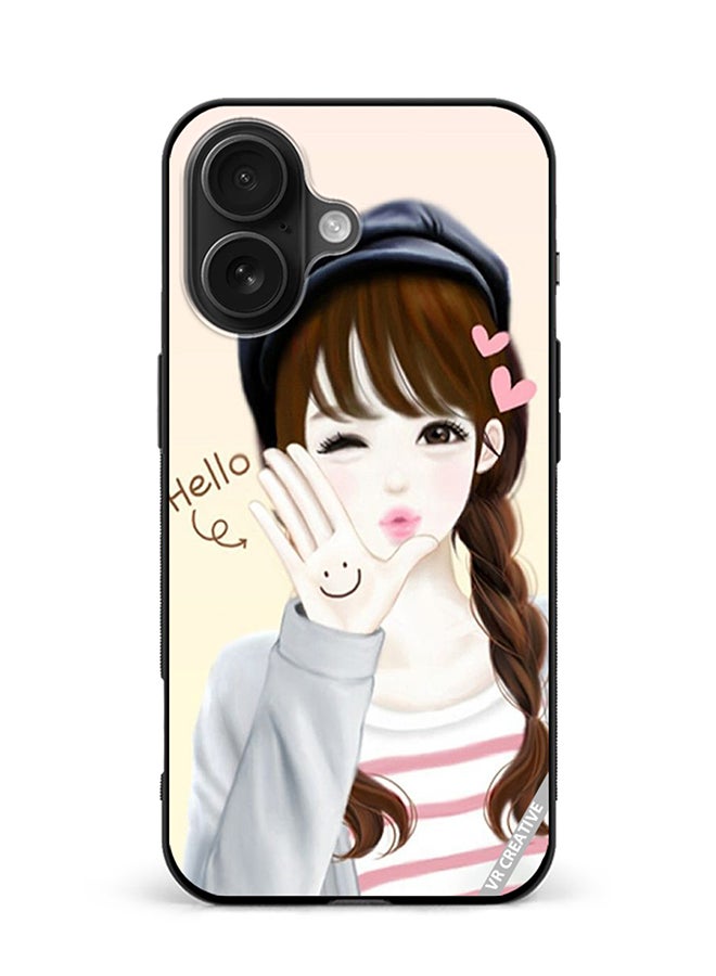 Protective Case Cover For Apple iPhone 16 Hello Girl Design Multicolour