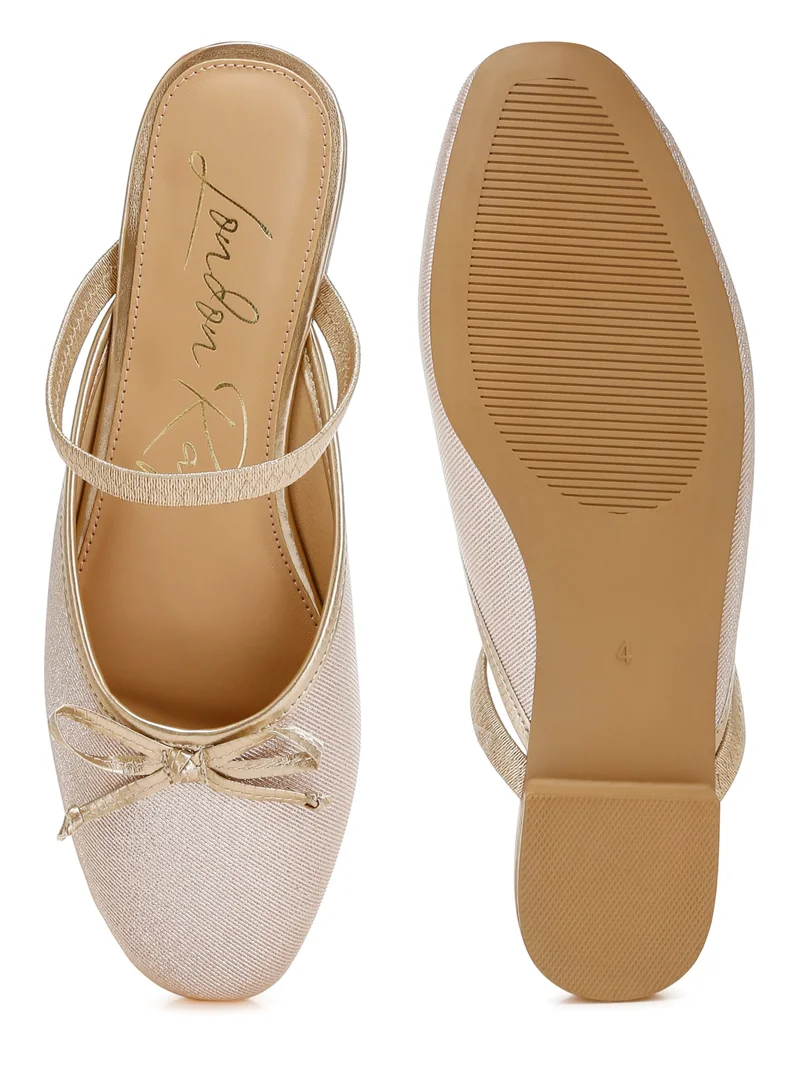 London Rag Glitter Ballet Mules in Champagne Gold