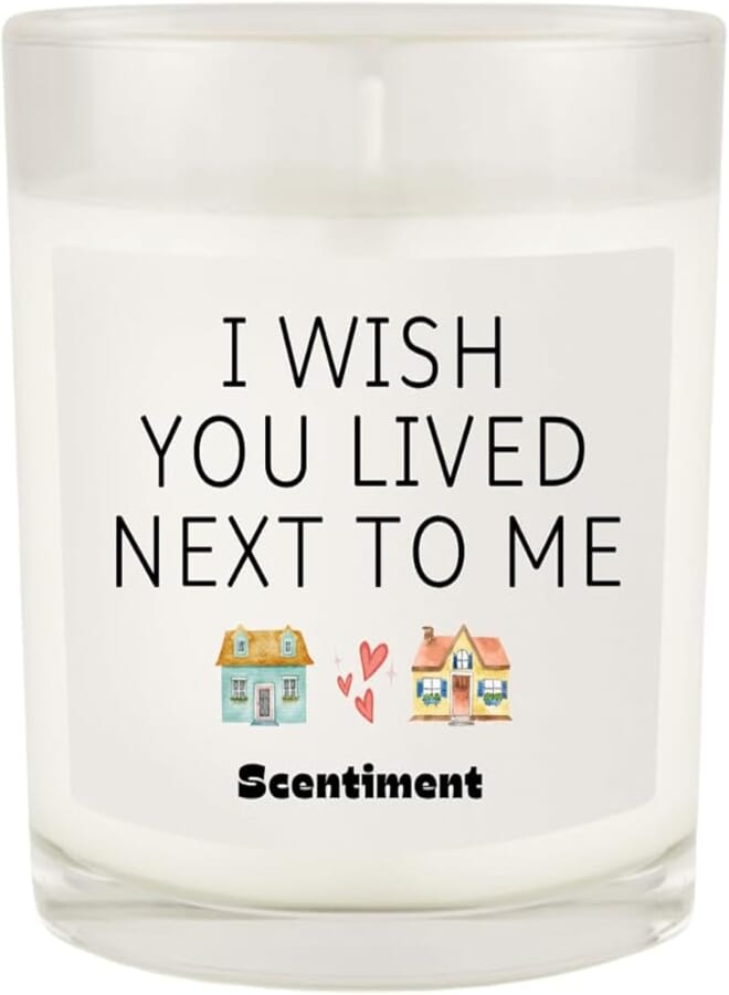 Scentiment I Wish You Lived Next to Me Candle – Long Distance Friendship Gift | Peony, Strawberry & Pomegranate Scent | Soy Coconut Beeswax Blend | Hand-Poured | Gift for Best Friend, Sister, or Mom