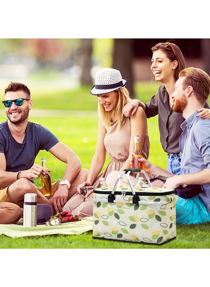 Bluejw Picnic Basket 20L Portable Collapsible Cooler Bag Grocery Bag Shopping Basket With Aluminium Handles For Shopping, Travel, Camping  - Image 5