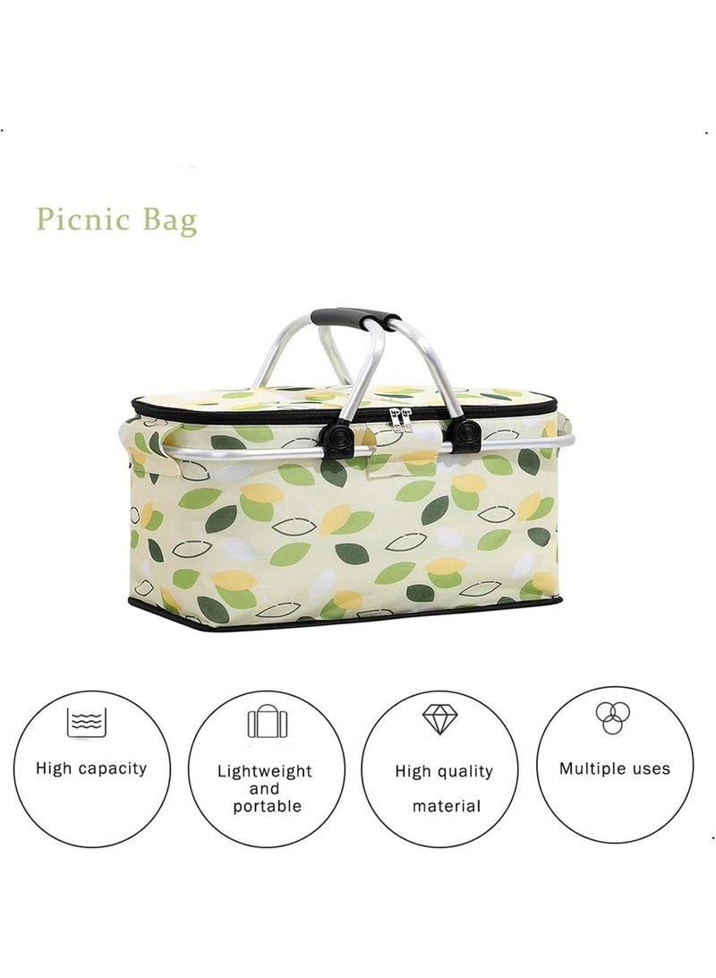 Bluejw Picnic Basket 20L Portable Collapsible Cooler Bag Grocery Bag Shopping Basket With Aluminium Handles For Shopping, Travel, Camping  - Image 2