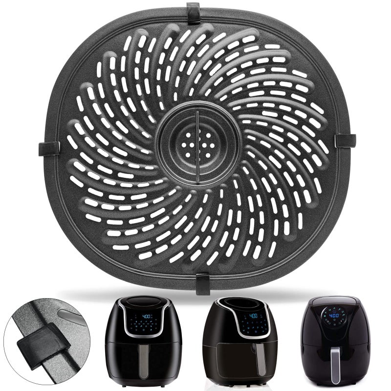 GWY Air Fryer Replacement Tray for PowerXL Vortex 7 QT Air Fryer, Oval Nonstick 10.3''*9.5'' Air Fryer Replacement Parts Accessories Rack Basket Grill Pan Grill Plate Crisper Plate with Rubber Bumpers - Image 1