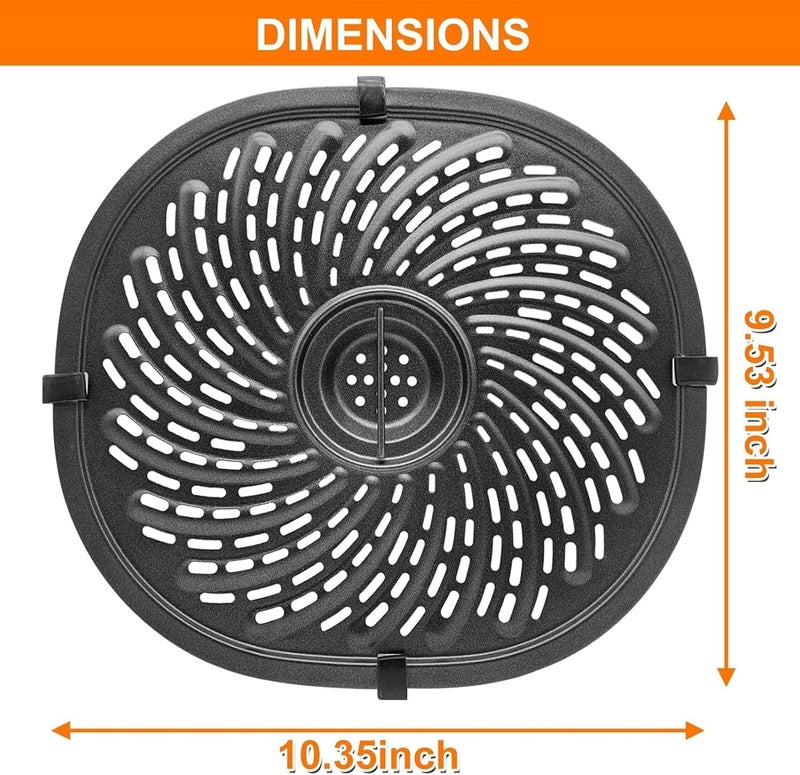 GWY Air Fryer Replacement Tray for PowerXL Vortex 7 QT Air Fryer, Oval Nonstick 10.3''*9.5'' Air Fryer Replacement Parts Accessories Rack Basket Grill Pan Grill Plate Crisper Plate with Rubber Bumpers - Image 3