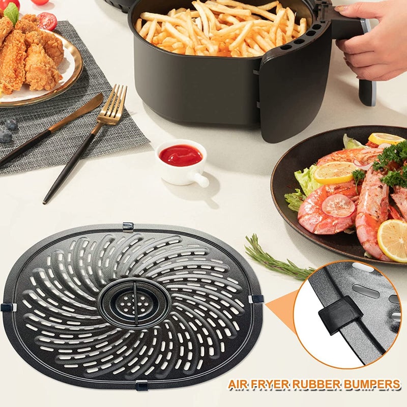 GWY Air Fryer Replacement Tray for PowerXL Vortex 7 QT Air Fryer, Oval Nonstick 10.3''*9.5'' Air Fryer Replacement Parts Accessories Rack Basket Grill Pan Grill Plate Crisper Plate with Rubber Bumpers - Image 5