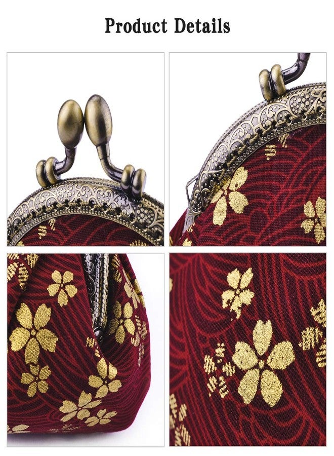 Oyachic Floral Coin Purse,Vintage Wallet,Canvas Clutch,Make Up Bag,Retro Handbag,Buckle Kiss Lock Change Pouch for Women - Image 5