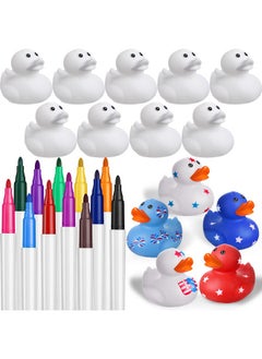 Jerify 12 Pcs 2 Inch White Blank Rubber Ducks Creative Rubber Ducks With Pens Of 12 Colors For Pool Bathtub Float Cute Ducks Diy Ducks Birthday Gifts Baby Party Favors Accessories For Kids  - Image 1