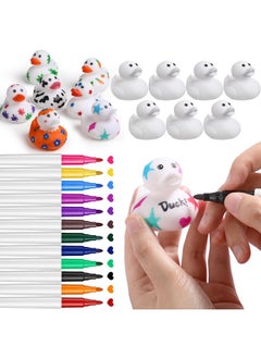 Jerify 12 Pcs 2 Inch White Blank Rubber Ducks Creative Rubber Ducks With Pens Of 12 Colors For Pool Bathtub Float Cute Ducks Diy Ducks Birthday Gifts Baby Party Favors Accessories For Kids  - Image 4