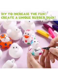 Jerify 12 Pcs 2 Inch White Blank Rubber Ducks Creative Rubber Ducks With Pens Of 12 Colors For Pool Bathtub Float Cute Ducks Diy Ducks Birthday Gifts Baby Party Favors Accessories For Kids  - Image 3