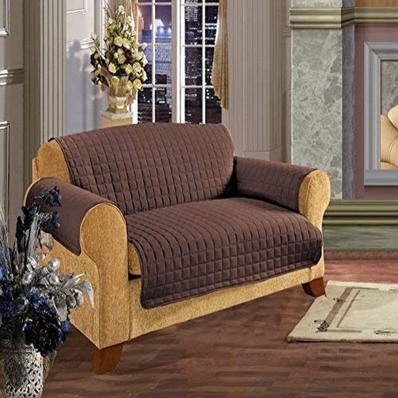 Elegant Comfort Quilted Pet Dog Children Kids  FURNITURE PROTECTOR Microfiber Slip Cover Chocolate Love Seat88 X 755