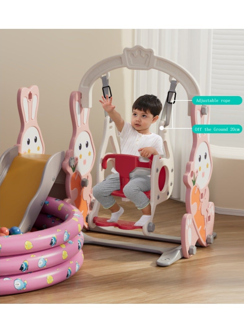 FULL JOY Rabbit Slide With Swing, Climbing Ladder, And Basketball Hoop 4*1, 170*140*112 cm  - Image 5