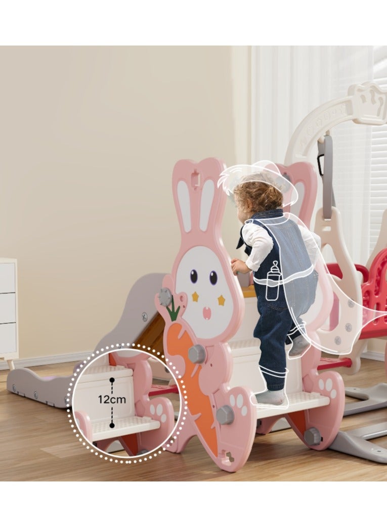 FULL JOY Rabbit Slide With Swing, Climbing Ladder, And Basketball Hoop 4*1, 170*140*112 cm  - Image 3