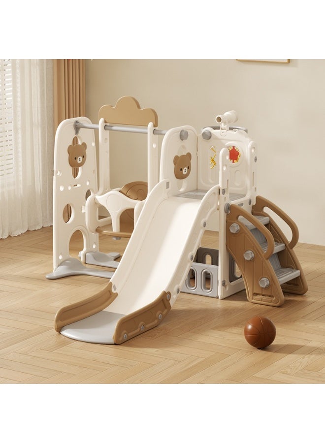 فول جوي مجموعة زحليقة وأرجوحة مع حلقة كرة سلة وسلم وتلسكوب 5*1 للأطفال،مجموعة ملعب داخلي وخارجي للأطفال الصغار،مجموعة ألعاب تسلق للأطفال - Image 1