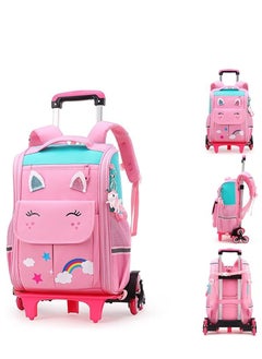 Generic Wheeled Backpack Rolling Student School Bag Travel Trolley Book Bag for Girls Kids Luggage Case  - Image 1