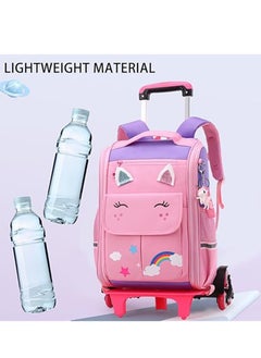 Generic Wheeled Backpack Rolling Student School Bag Travel Trolley Book Bag for Girls Kids Luggage Case  - Image 4