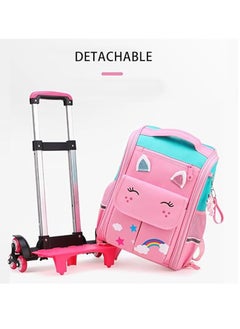 Generic Wheeled Backpack Rolling Student School Bag Travel Trolley Book Bag for Girls Kids Luggage Case  - Image 5