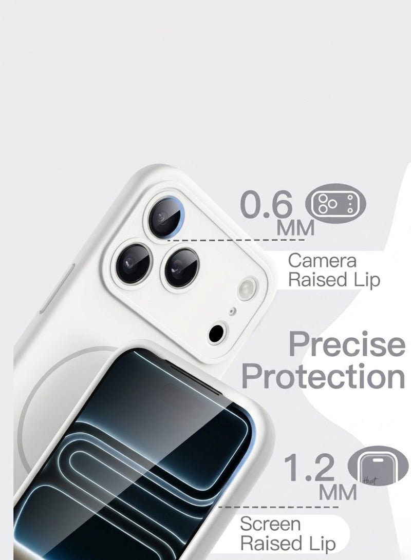 iPhone 17 Pro Premium Matte Case Metallic Accents White Frosted PC Back TPU Frame Metallic Camera Frame for Strength MagSafe Compatible with N52 Magnet Metallic Buttons Anti Slip Soft Touch Grip Military Grade Drop Protection - Image 5