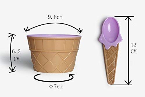Orrda Ice Cream Cup with Spoon, Plastic Ice Cream Bowl Spoon Set,Frozen Yogurt Cups with Spoons, Candy Color Dessert Bowl Ice Cream Tools for Kids Party (Random Color Sent) (Set of 6) - Image 2