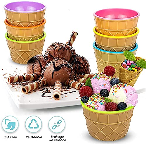 Orrda Ice Cream Cup with Spoon, Plastic Ice Cream Bowl Spoon Set,Frozen Yogurt Cups with Spoons, Candy Color Dessert Bowl Ice Cream Tools for Kids Party (Random Color Sent) (Set of 6) - Image 5