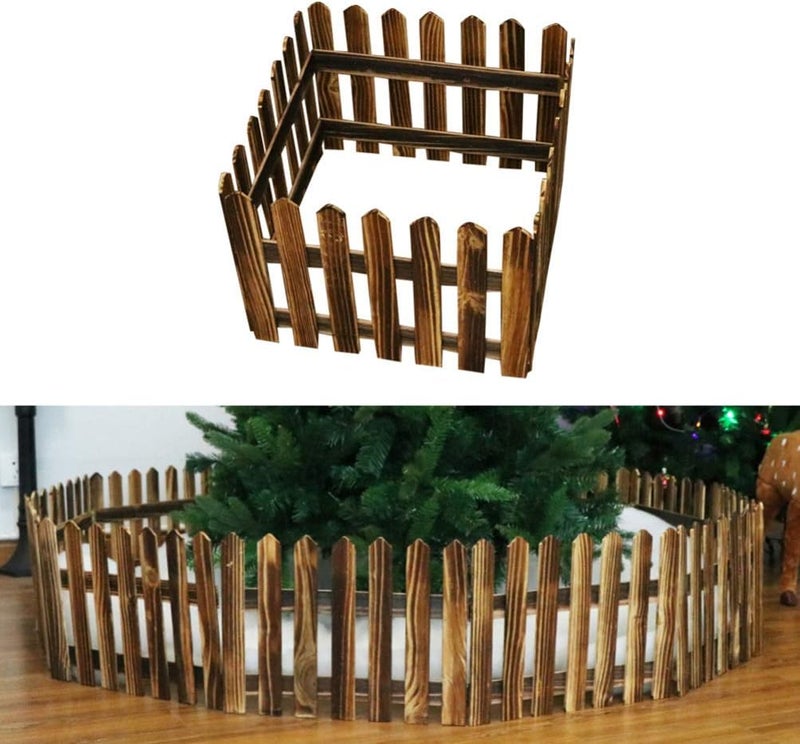 woobles 1Pc 1.2M Christmas Tree Fence Decoractive Picket Fence Miniature Fence Wood Picket Fence for Fairy Garden Decoration (Carbonized) As Shown - Image 3