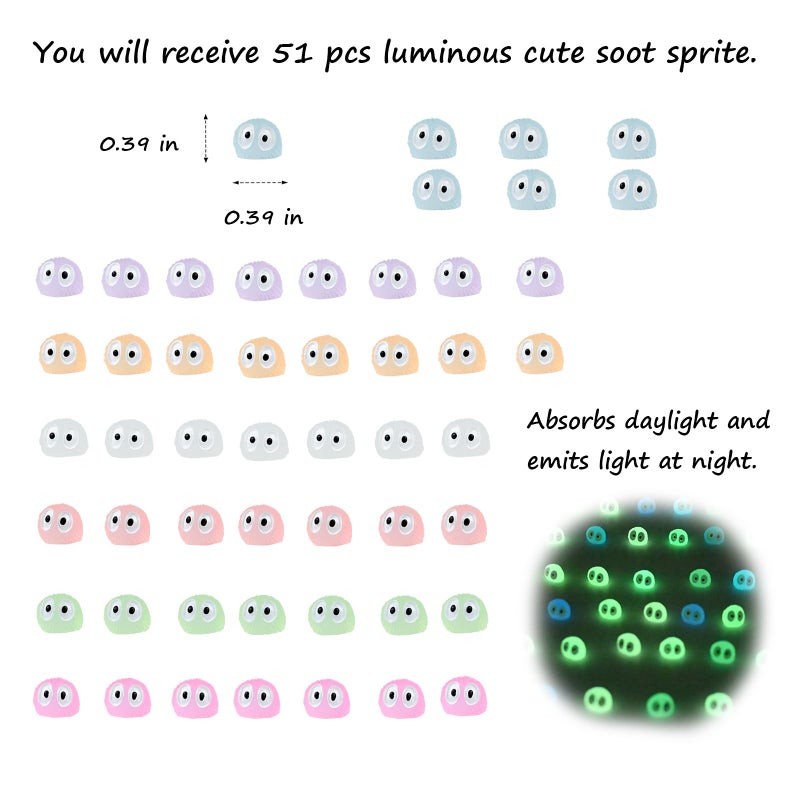 Mevodeata 51 Pcs Cute Soot Sprite Car Decor Rearview Mirror Accessories - Cute Decor for Car Home and Office Gifts(Colorful) - Image 3