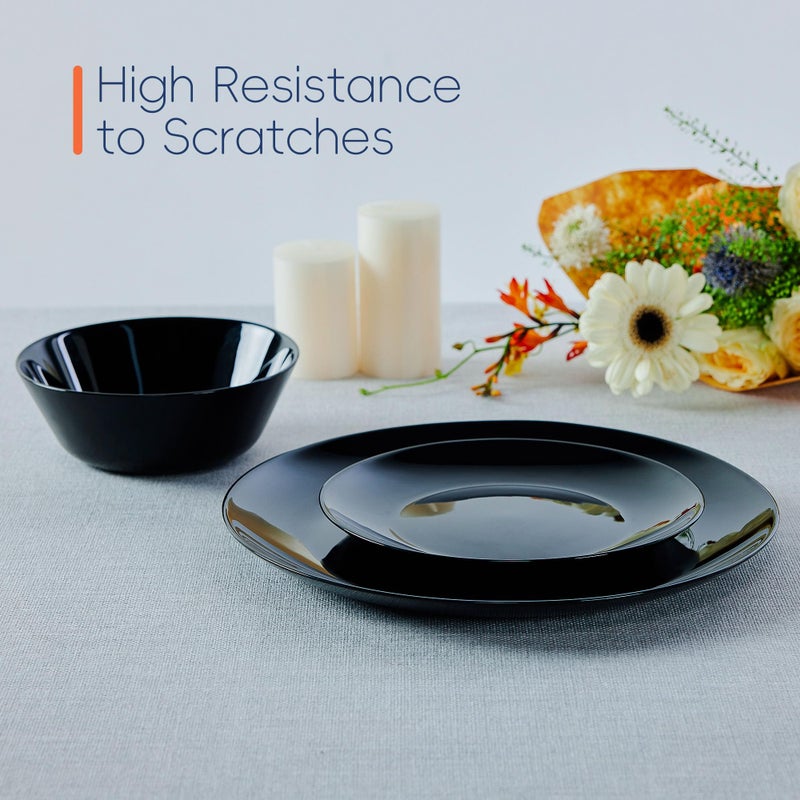 LaGlint Dinnerware Sets for 4, LaGlint 12 Pieces Opal Glass Plates and Bowls Set, Dishwasher and Microwave Safe Dish Dinning Ware, Chip and Scratch Resistant Dishware Black - Image 5