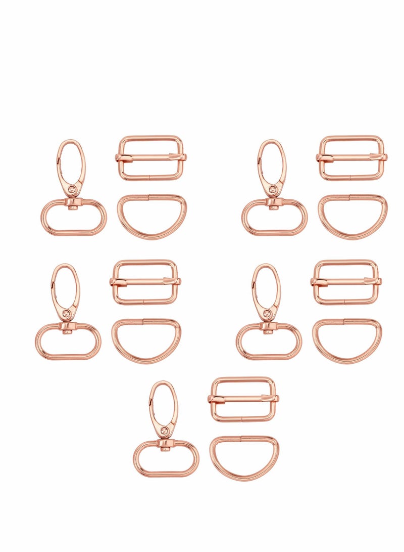 Y&D Metal Swivel Snaps Hooks D Ring Lobster Clasp with Tri-Glides Slide Buckles, Hardware Lanyard Clasps, for DIY Crafts Keychain Jewelry Making Purse Bag Making(15PCS, 25MM) - Image 1